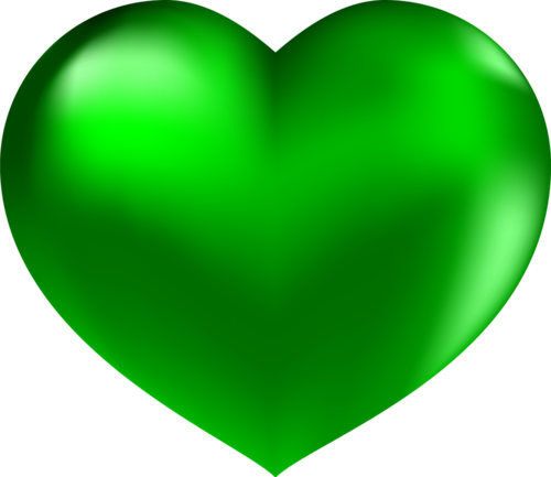 Green 3d Heart Png (500x433), Png Download