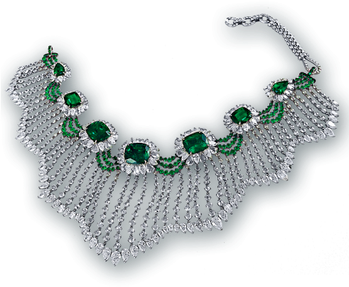 Jewellery Models Png Hd High Jewelry - Emerald With Diamond Choker (450x450), Png Download