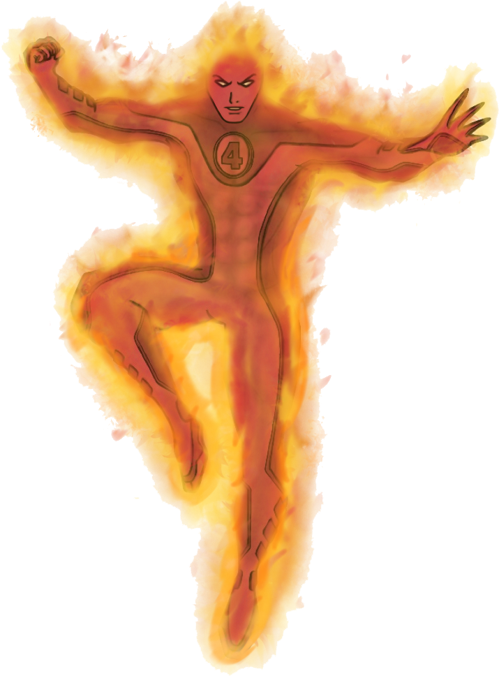 Human Torch Transparent Png - Human Torch Fantastic Four Png (768x1024), Png Download