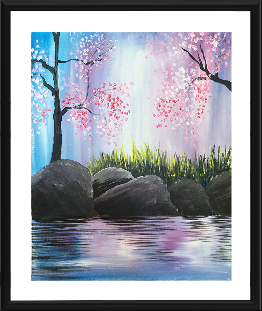 Scenic Art Photo Frame - Easy Landscape Acrylic Painting (900x1500), Png Download