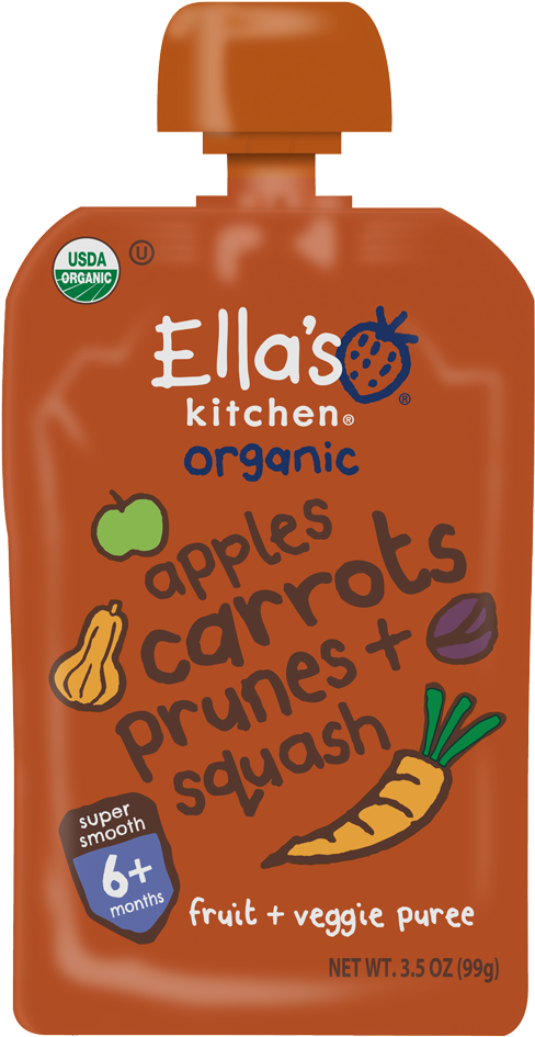 Apples Carrots Prunes Squash - Ella's Kitchen Pears Peas Broccoli (533x1000), Png Download