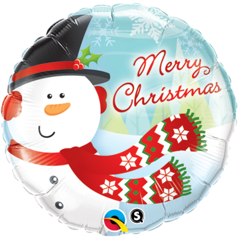 Merry Christmas Snowman 18" Foil Balloon - Merry Christmas Foil Balloons (480x480), Png Download