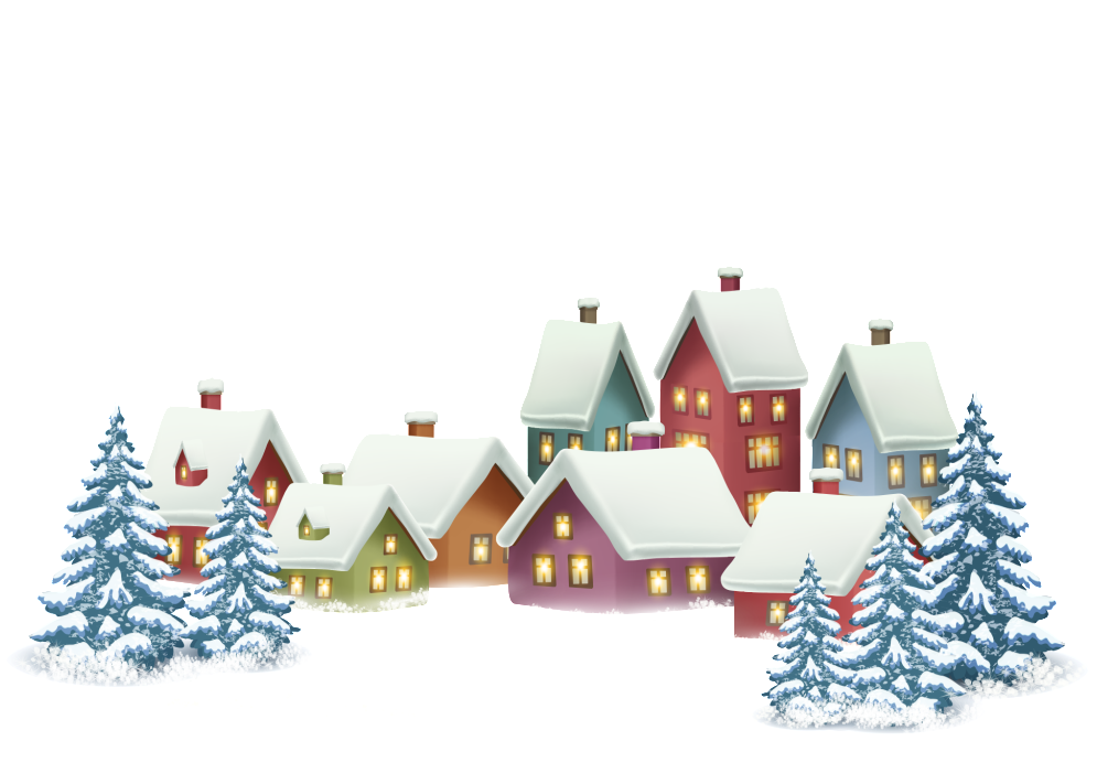 Hand Drawn Cartoon Winter Village Png - 村莊 素材 (1024x910), Png Download