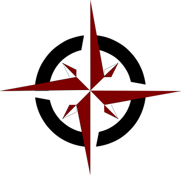 Compass Rose South North East West Compass - North Map Symbol Png (353x340), Png Download