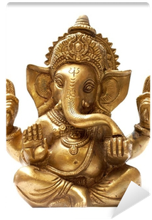 Golden Hindu God Ganesh Over A White Background Self-adhesive - Indian Myths - Trade Paperback (400x400), Png Download