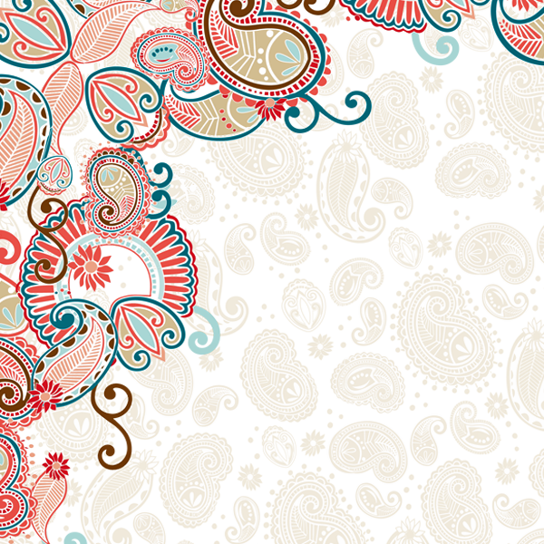 Notebook- Santafe Paisley With Coral - Paisley Corner Border Png (600x600), Png Download
