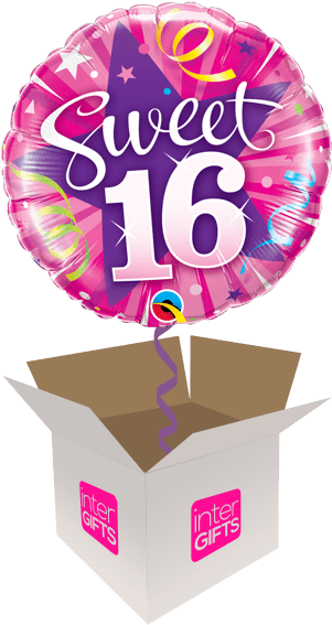 Sweet 16 Pink With Purple Star - 18 Inch Sweet 16 Shining Star Packaged (568x568), Png Download