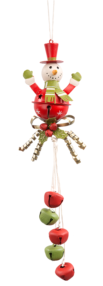 Snowman With Jingle Bells - Christmas Ornament (1000x1000), Png Download