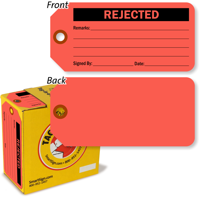 Rejected Tag In A Box Inspection Tag In A Box - 100 Scrap Tag With Fiber Patch, Fluorescent Cardstock (800x800), Png Download