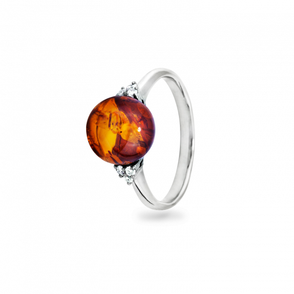 18 Carat White Gold Ring With Amber - Colored Gold (580x580), Png Download