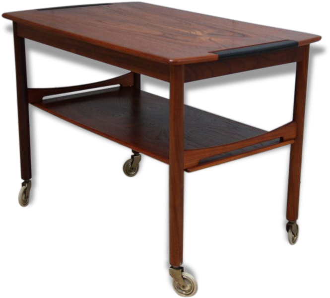 Vintage Coffee / Tea Table On Wheels With Storage - Coffee Table (876x638), Png Download