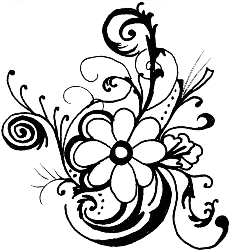 Jasmine Clipart Flowersblack - Flowers Clip Art Black And White Border (797x871), Png Download