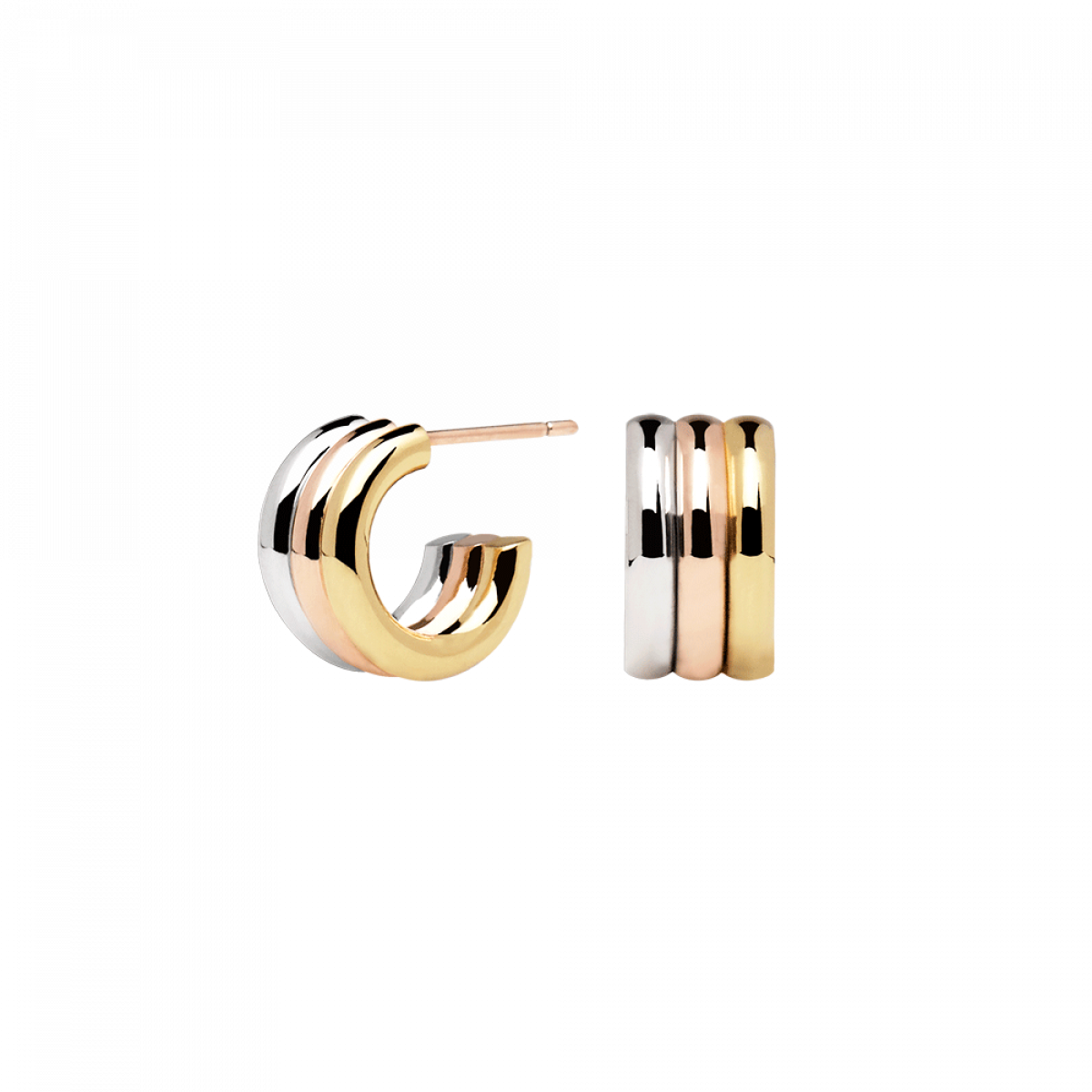 Earrings Gold Plated, Pink And Silver "pure" - Earring (1200x1200), Png Download