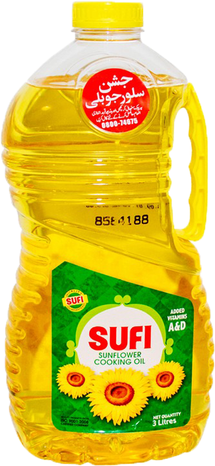 Sufi Sunflower Cooking Oil Bottle 3 Ltr - Simply Sufi (1000x1000), Png Download