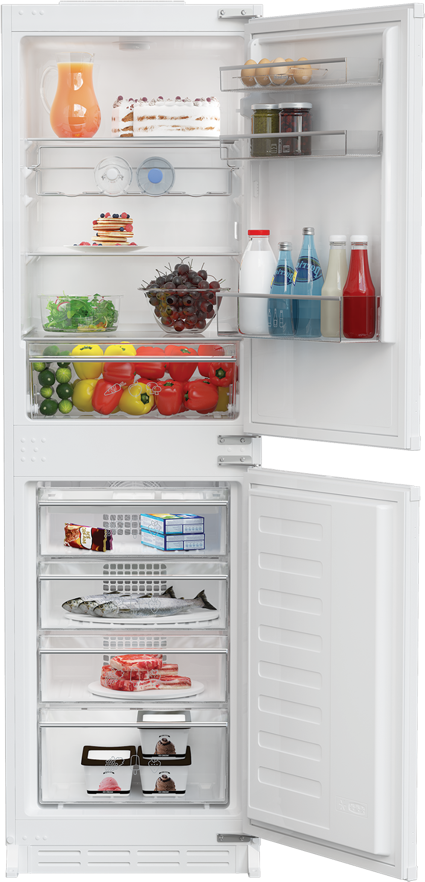 Click To Zoom - Blomberg Integrated Fridge Freezer (2500x3535), Png Download