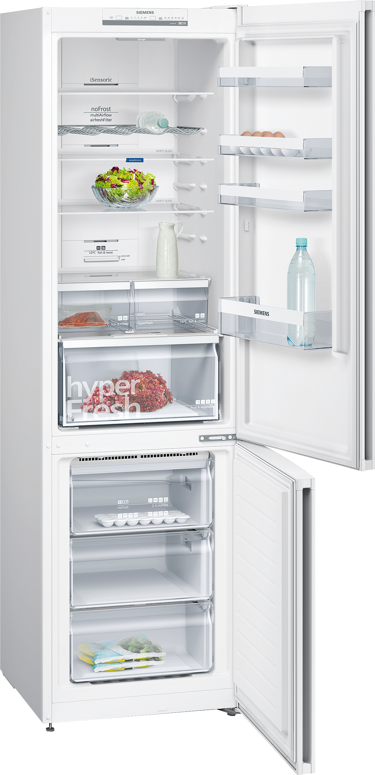 Siemens Kg39nvw35g Freestanding Fridge Freezer - Siemens Frigorifico Combi Kg39nvw3a (1244x2573), Png Download