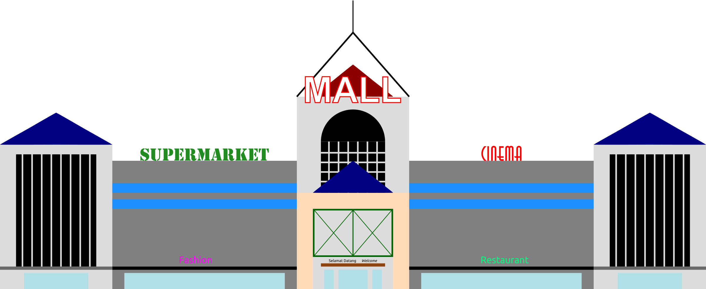 Mall Clipart Png - Clip Art (2400x983), Png Download