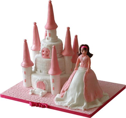 Barbie Castle Birthday Cake - Castle With Barbie Cake (500x469), Png Download