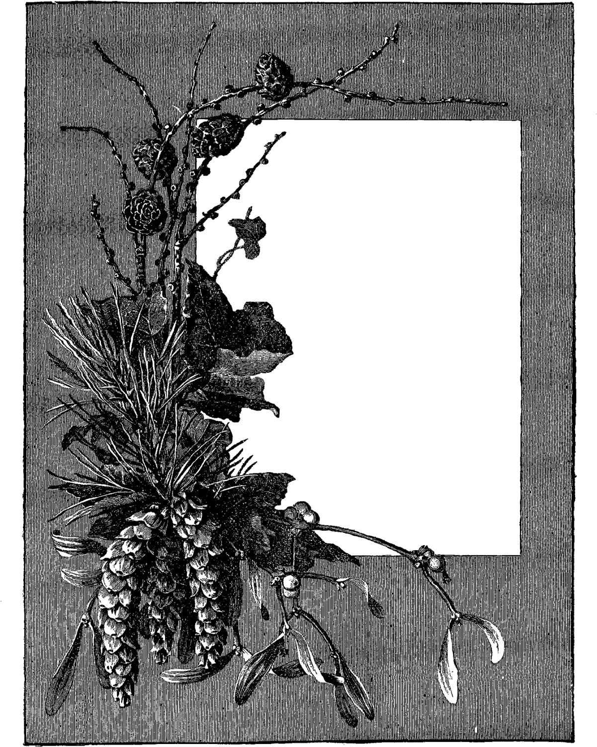 Gray Flower Frame Png File - Portable Network Graphics (1224x1600), Png Download