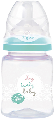 Boy 'intuition' Wide Neck 150ml Feeding Bottle - Tigex Biberon Intuition 150 Ml - Col Large - Tétine (420x420), Png Download