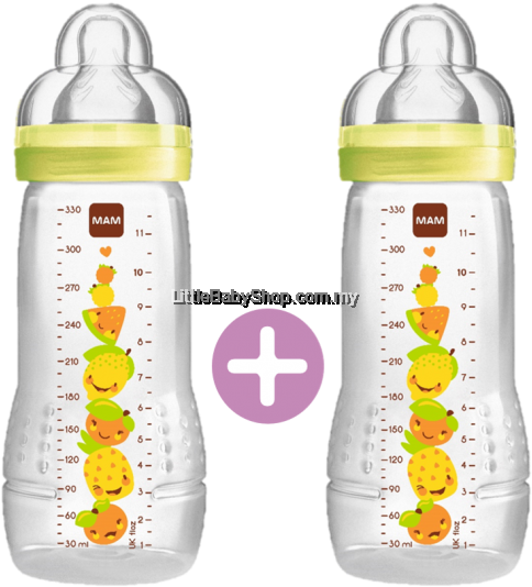 Mam Easy Active Baby Feeding Bottle 330ml - Mam Baby Bottle 330ml 2 Pack - Pink (580x580), Png Download