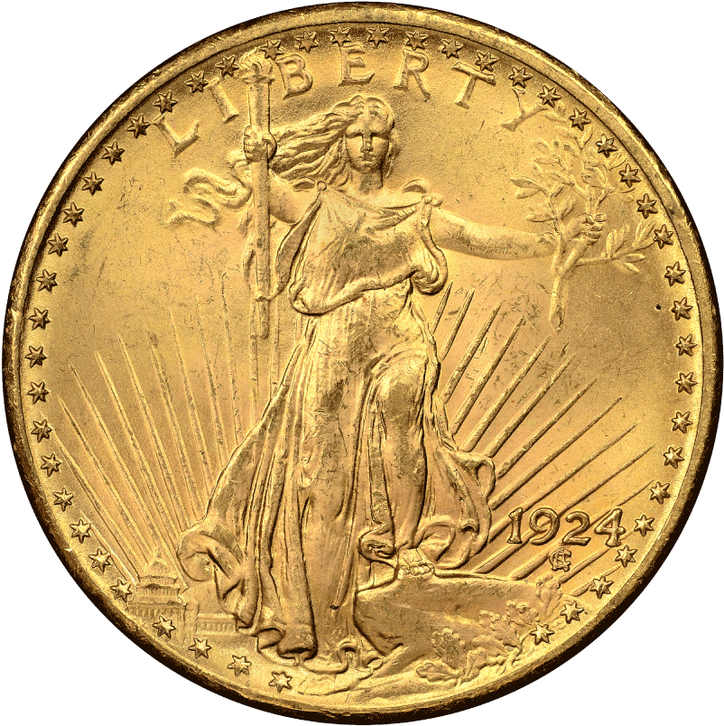 $20 Double Eagle "saint-gaudens" Gold Coin (834x834), Png Download