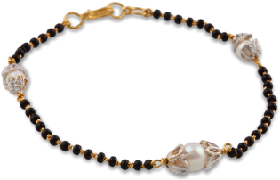 The 22k Gold Wedding Wristelt With Pearls - Mangalsutra Designs With Bracelets (400x400), Png Download