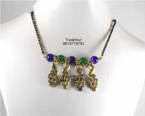Enchanting Kolhapuri Charms Mangalsutra,made Using - Glass (500x500), Png Download