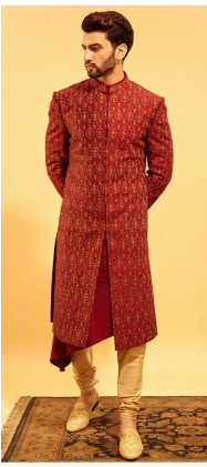 Maroon & Beige Function Wear Indo Western - Indo-western Clothing (420x420), Png Download