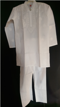 Kia White Cotton Kurta Pajama Set For Kids Age 8 Yrs - White Kurta Pazama Png (460x440), Png Download