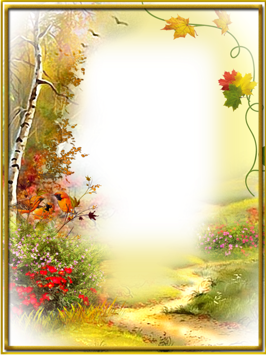 Autumn Flowers Frames Clipart Picture Frames Decorative - Garden Borders And Frames (900x1200), Png Download