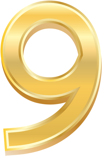 0, - Gold Number 9 Png (393x600), Png Download