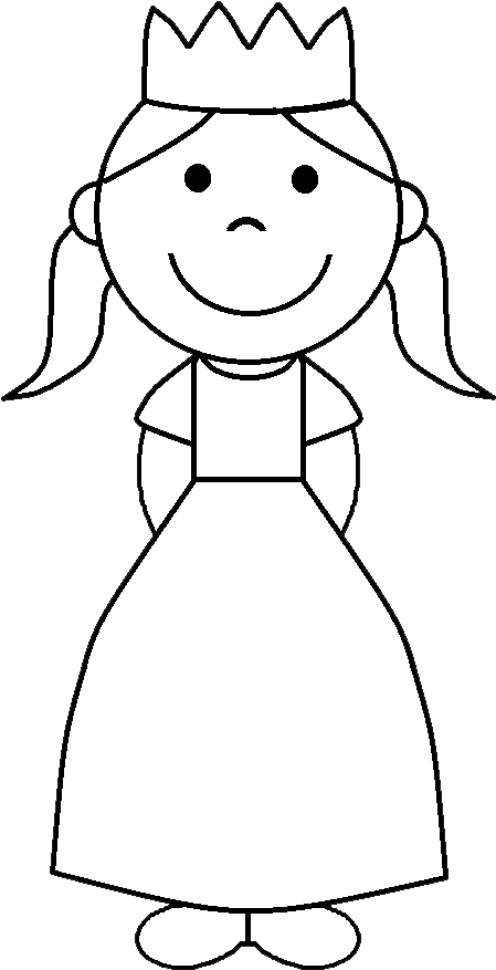 Black Princess Crown Clip Art Black And White Angel - Princess Clipart Black And White Png (504x915), Png Download