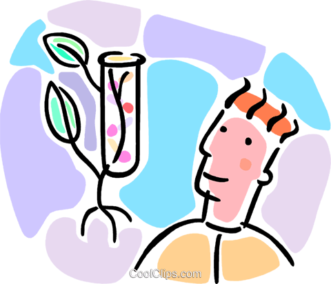 Biologist With Test Tube And Plant Royalty Free Vector - Illustration (480x412), Png Download