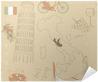 Vector Set Of Italy Symbols On Vintage Old Papers - Motif (400x400), Png Download
