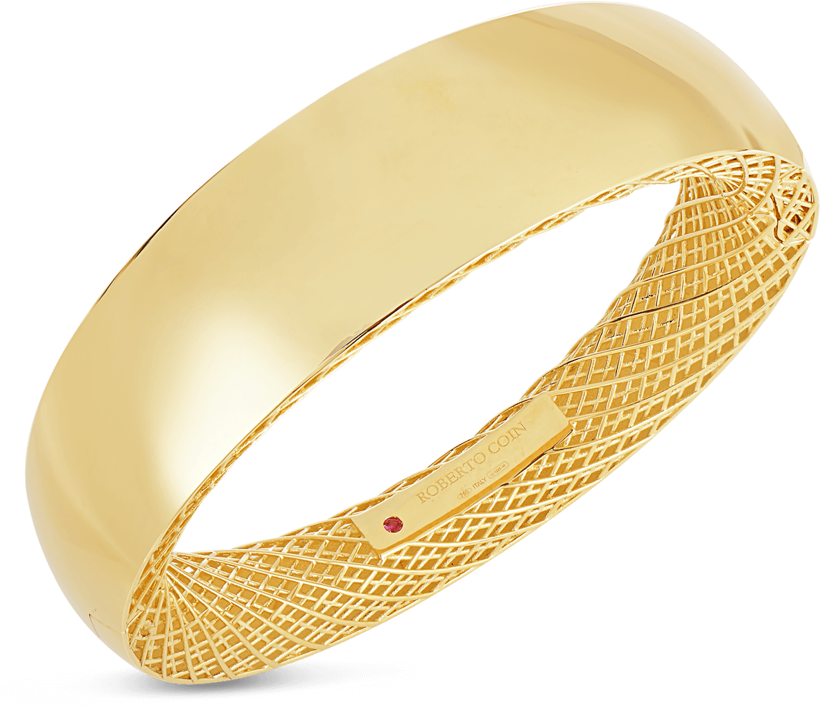 Roberto Coin Golden Gate 18k Yellow Gold Wide - Golden Bangle (1600x1600), Png Download