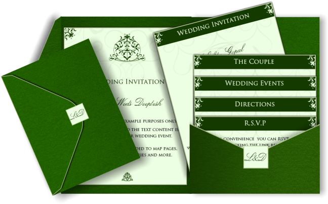 Services - Green Invitation Card Design (670x426), Png Download