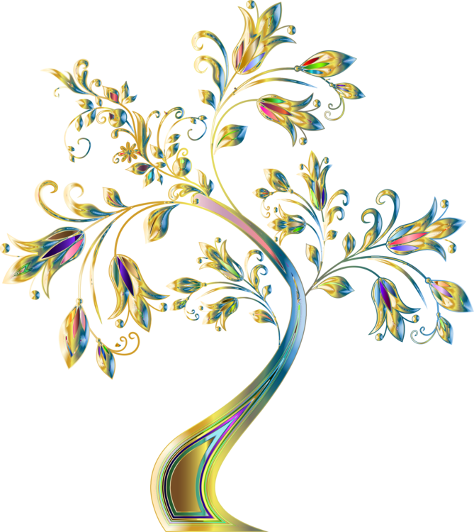 Flower Tree White Floral Design Stencil - Clip Art Floral Tree (669x750), Png Download