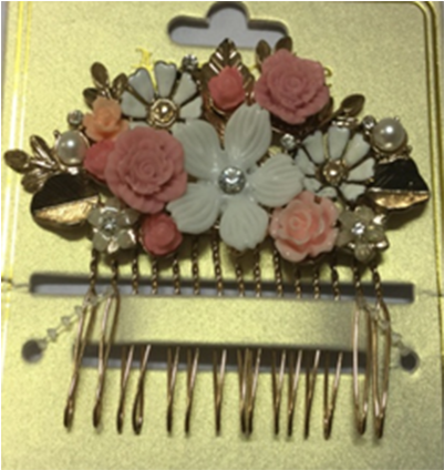 Floral Enamel Hair-comb - Hair (400x599), Png Download