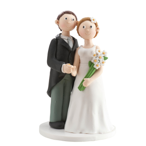 Wedding Couple Ornament White Flowers - Wedding Couple Cake Topper - Bouquet (400x400), Png Download