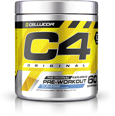 C4 Preworkout - Cellucor C4 Pre Workout Icy Blue Razz- 60 Servings (399x401), Png Download