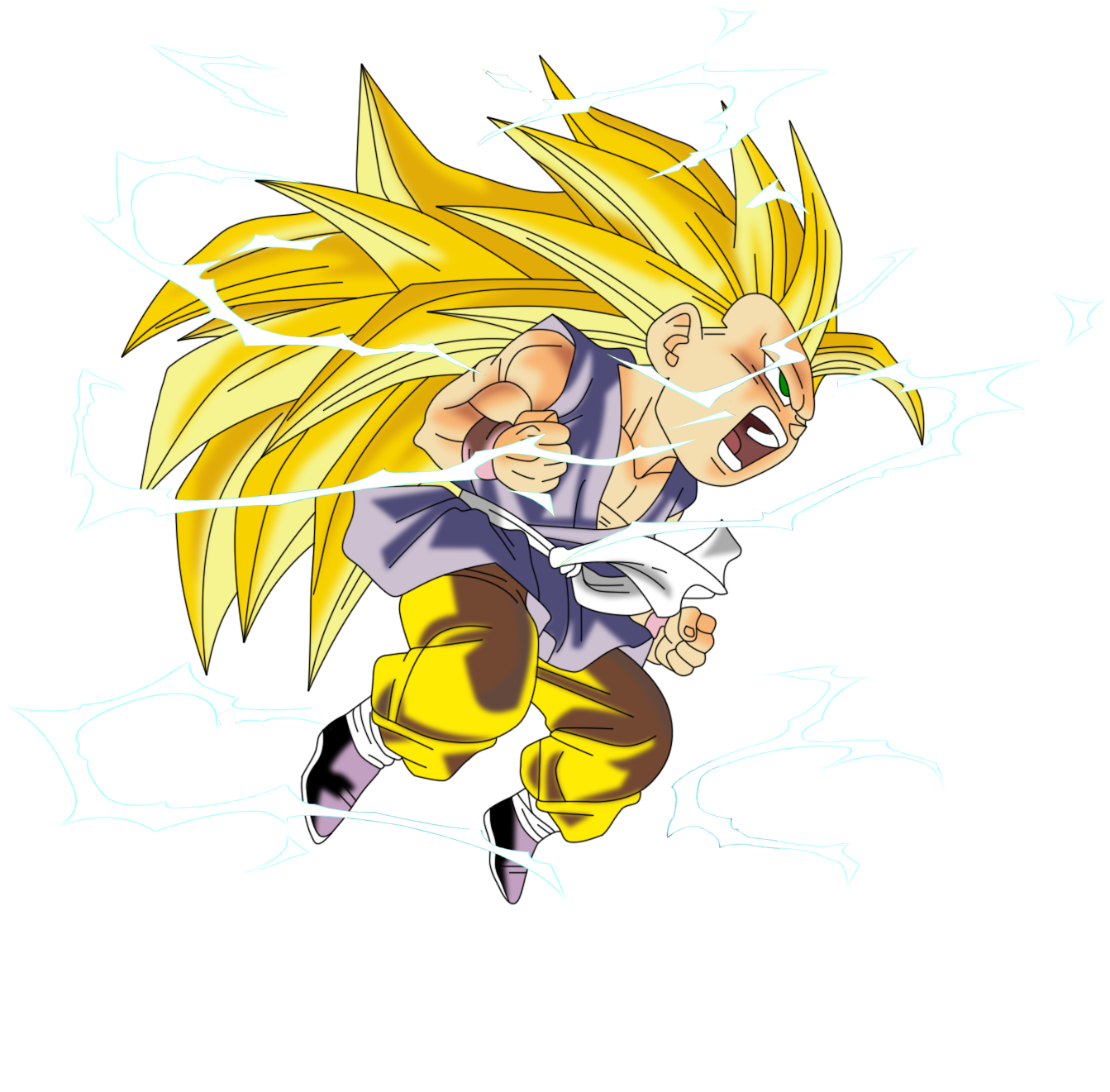Goku Clipart Super Saiyan3 - Dragon Ball Gt Goku Fase 3 (1342x1465), Png Download