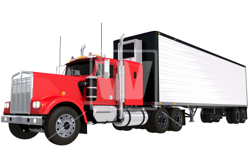 Red Semi Truck Isolated - Industry (550x366), Png Download