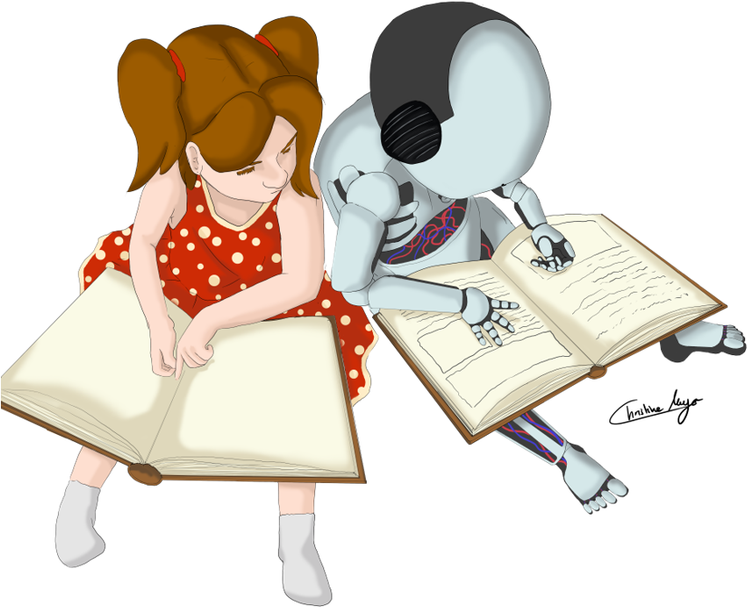 Roboy & Lucy Be Friendly - Cartoon (883x723), Png Download