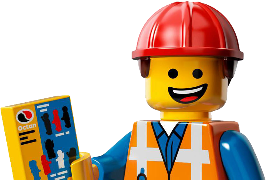 Lego The Lego Movie Hard Hat Emmet Minifigure (851x577), Png Download