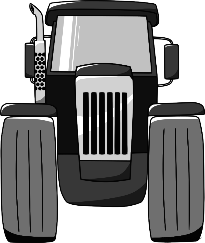 Grey Tractor Transportation Free Black White Clipart - Tractor Cartoon (674x800), Png Download