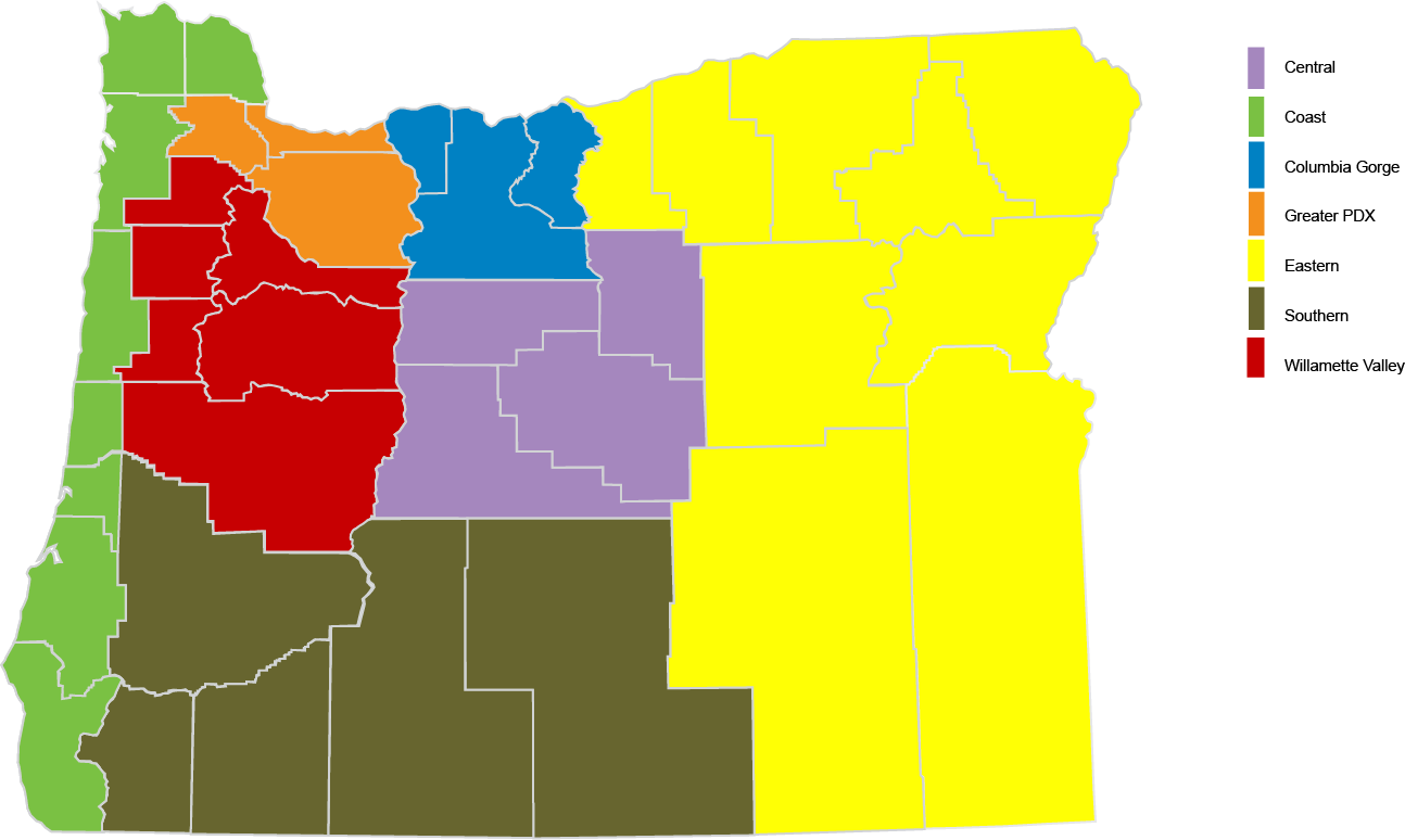 Oregon Regions (1294x774), Png Download