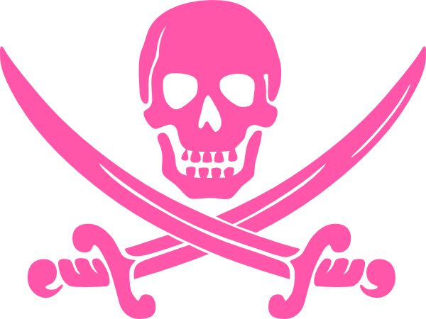 Pink Skull Pirate Crossbones Clip Art Royalty Free - Pirate Clip Art (600x450), Png Download