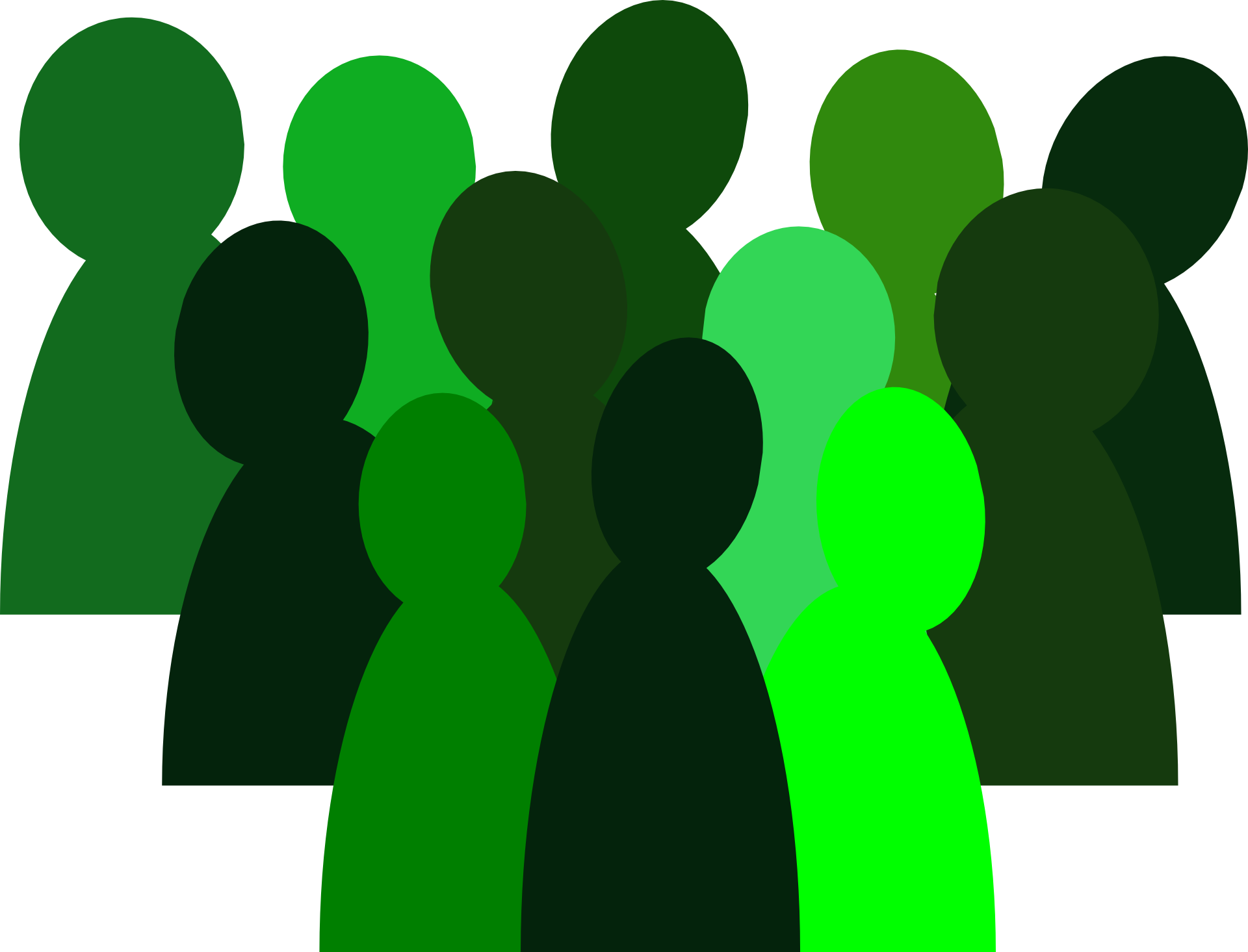Green Crowd Clipart (600x458), Png Download