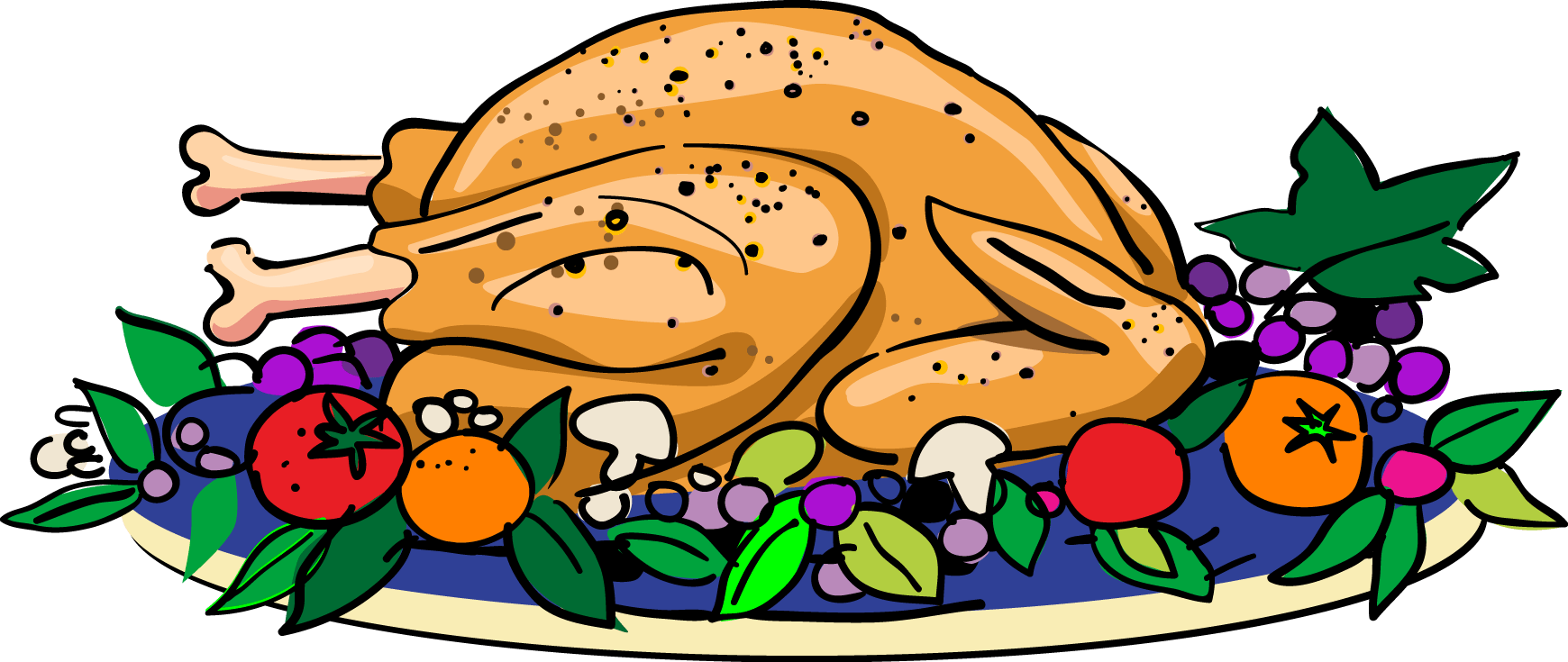 Cooked Turkey Clipart Clipartix Png - Thanksgiving Turkey Dinner Clipart (830x351), Png Download